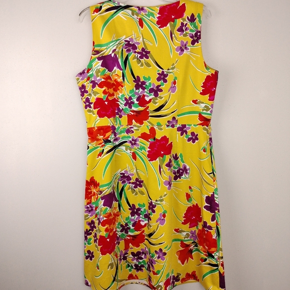NWOT SPENSE Yellow Floral Fit & Flare Dress w/ Satin Lined Bodice Sz. 14 - Picture 6 of 11